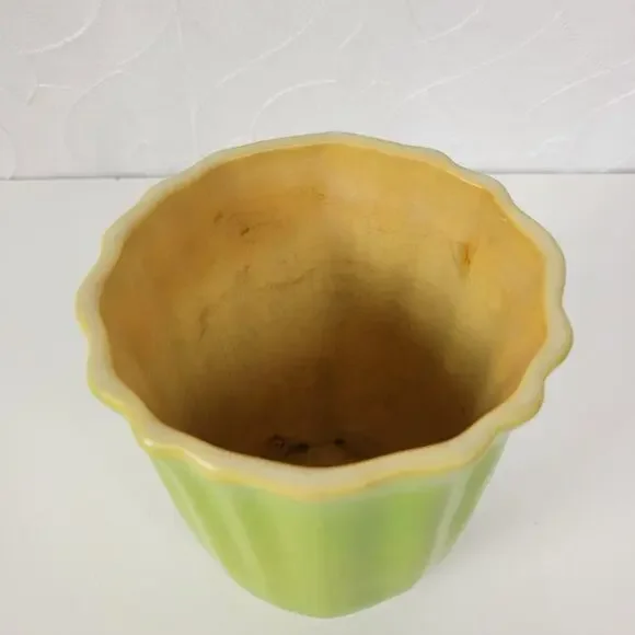 Vintage Roseville Pottery Planter Ribbed Flower‎ Plant Pot 6.25" Green Glazed - Picture 7 of 16